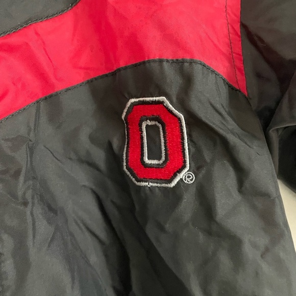Ohio State Buckeyes embroidered Kids Black and Red Puffer vintage starter Jacket - Picture 2 of 7